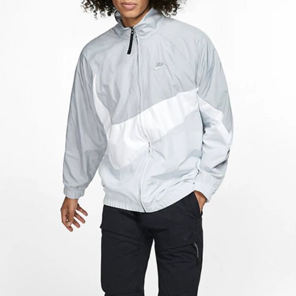 Sz XL - Nike Big Swoosh Windbreaker Jacket🔥New Full Zip Woven Grey Jacket - Picture 1 of 13